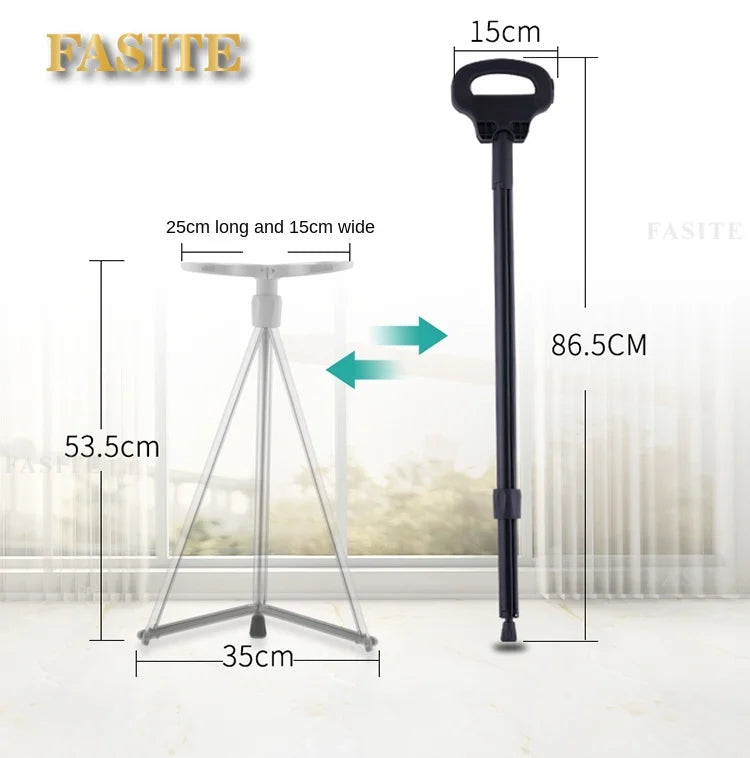 Portable Elderly Cane Stool Non-Slip Multifunctional Lightweight Chair Ideal for Outdoor Hiking