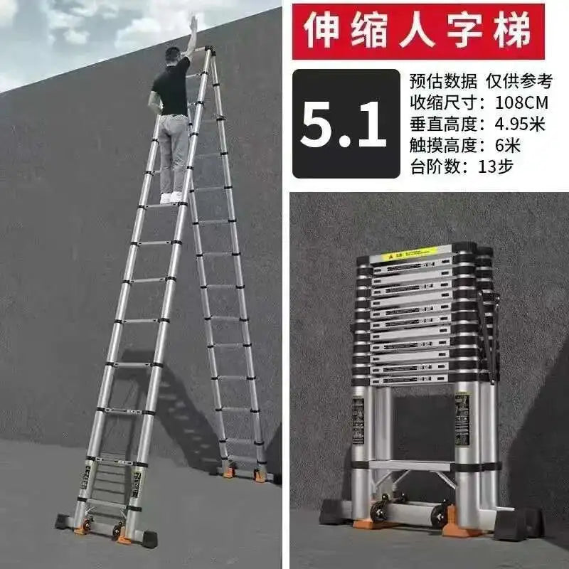 Alloy Telescopic Step Ladder Multi-functional Lifting Engineering Stairs Thickened Herringbone Ladders Folding Stairs