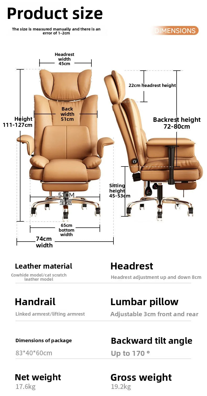 Ergonomic Leather Office Chair with High Backrest Recline Lumbar Support Executive Desk Chair Gaming Ready Comfort Furniture