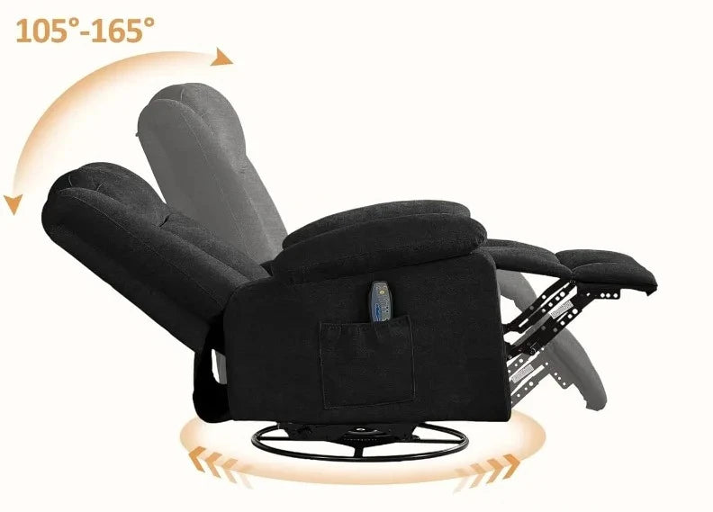 360° Swivel Rocker Recliner with Massage and Heating, Nursery Rocking Chairs，Korser Rocker Recliner Chair for Adults