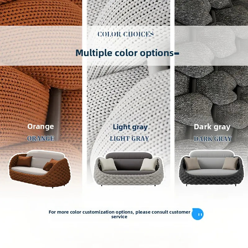 `Outdoor Rattan Sofa Coffee Table Set Waterproof UV Resistant Villa Courtyard Garden Terrace Leisure Wicker Patio Furniture`