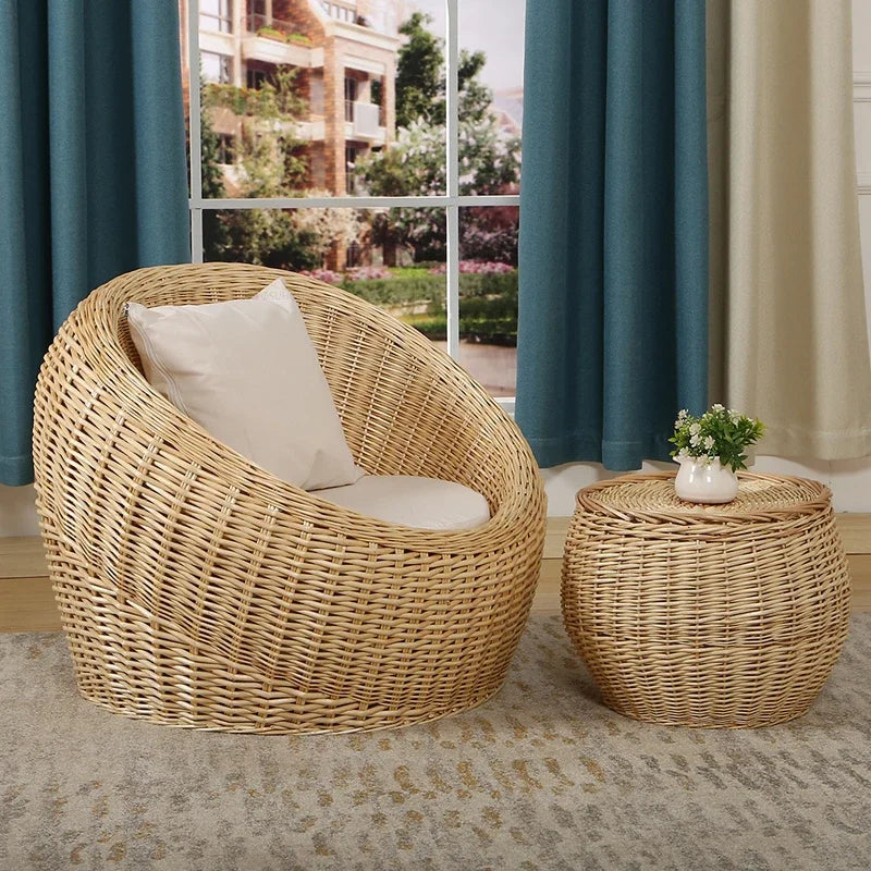 Modern Rattan Lazy Garden Sofa Chair Set Outdoor Patio Balcony Terrace Furniture Wicker Tatami Leisure Coffee Table Indoor