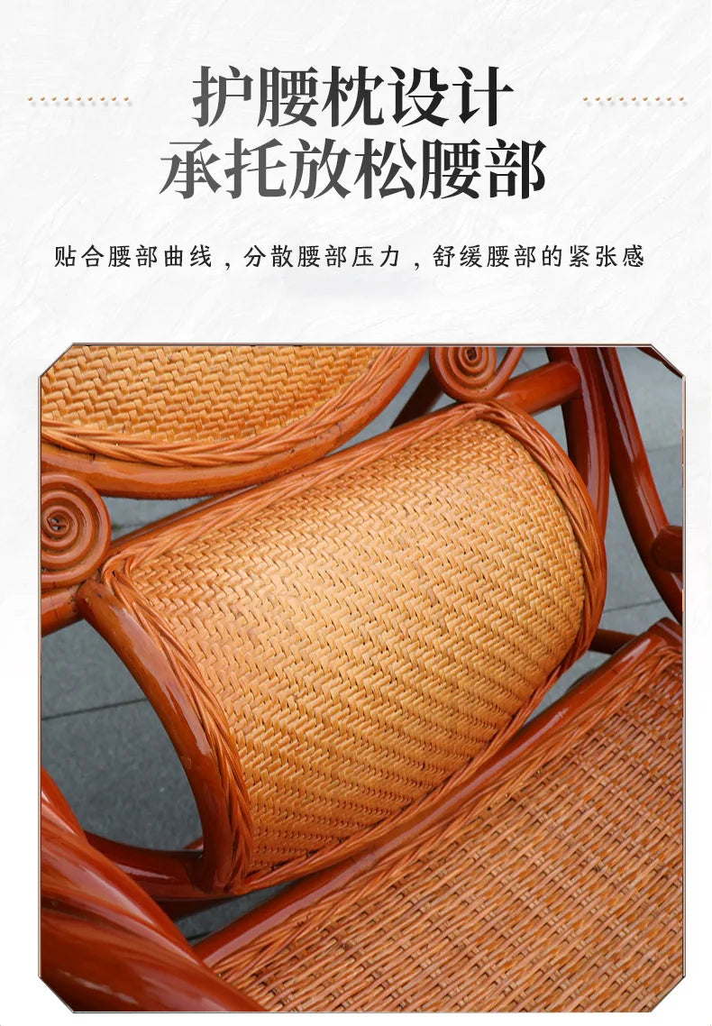 Home Balcony Leisure True Vine Elderly Rocking Chair Reliable Back Braided Rattan Chair Living Room