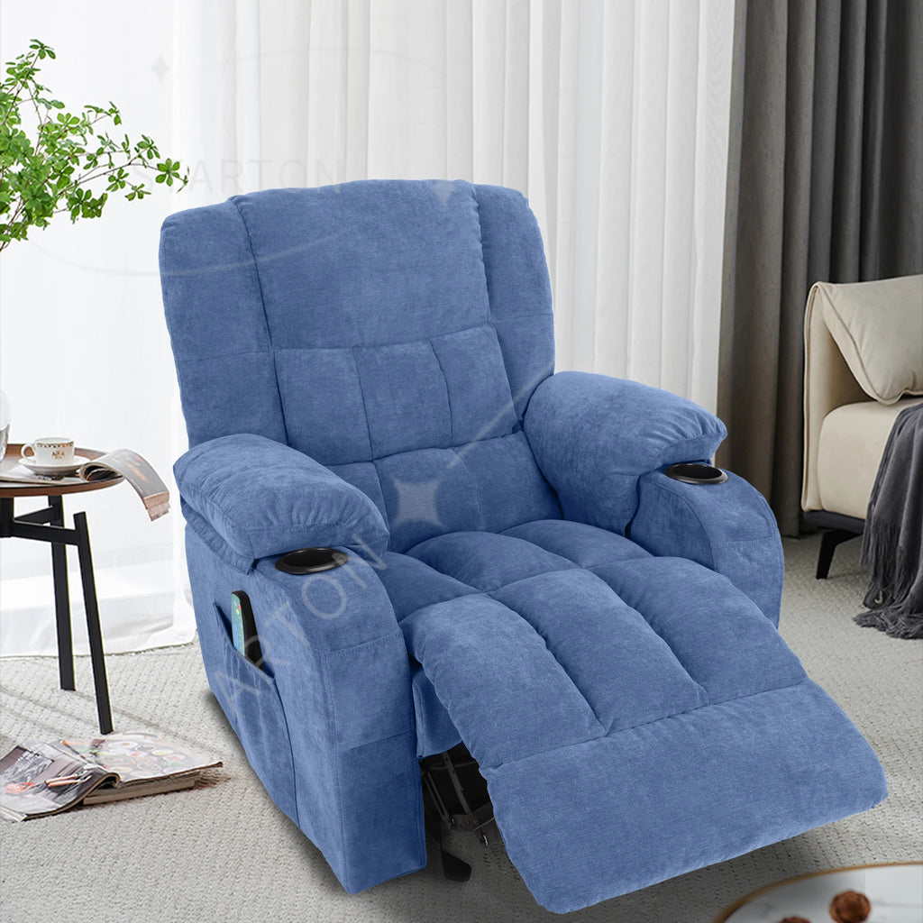 Power Level Recliner Chair with Massage and Heat ,Extended Footrest, Hand Remote Control