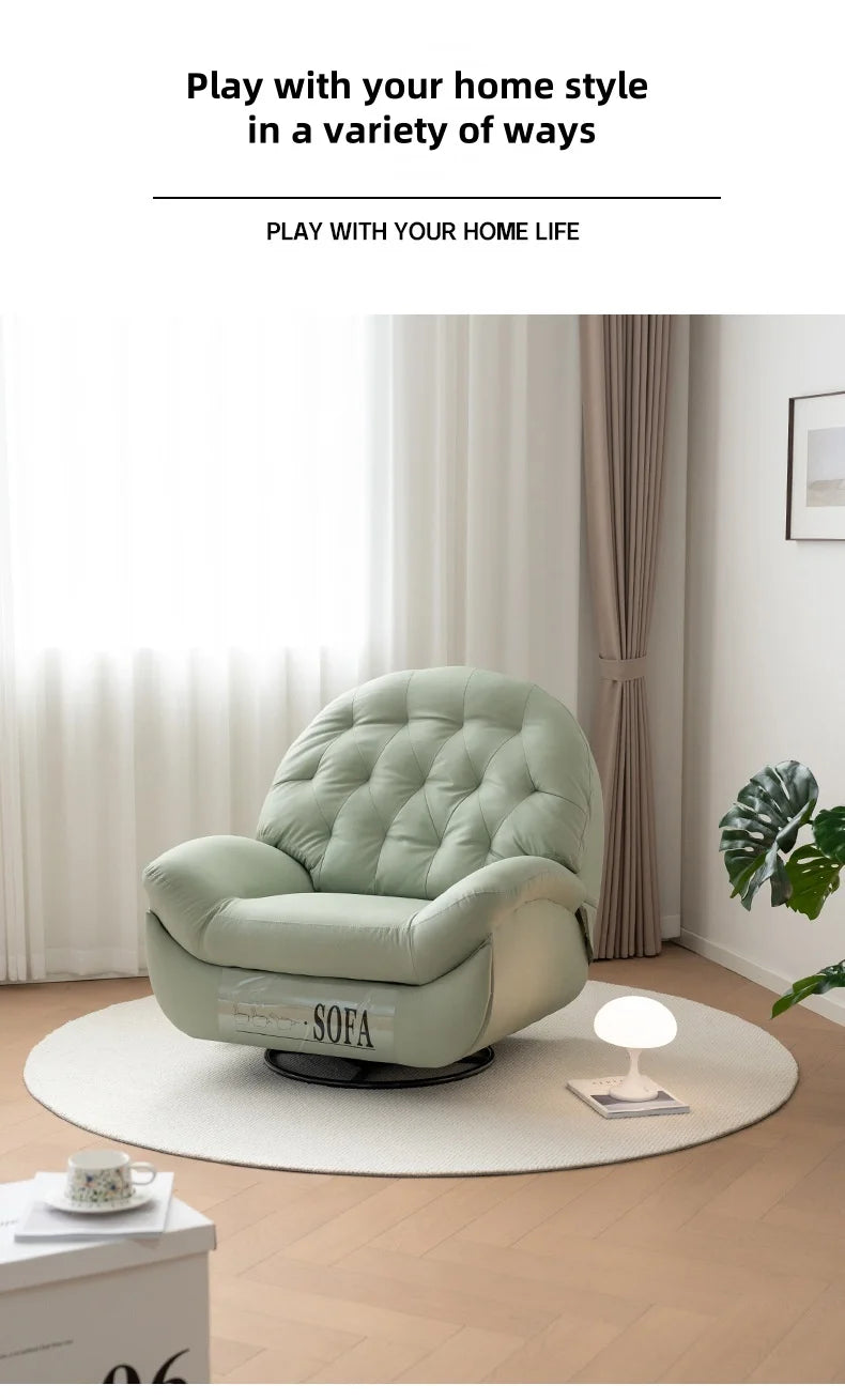Modern Design Leather Massage Lounge Chair Retractable Frame Living Room Furniture Set Fabric Lounge Chair Sofa