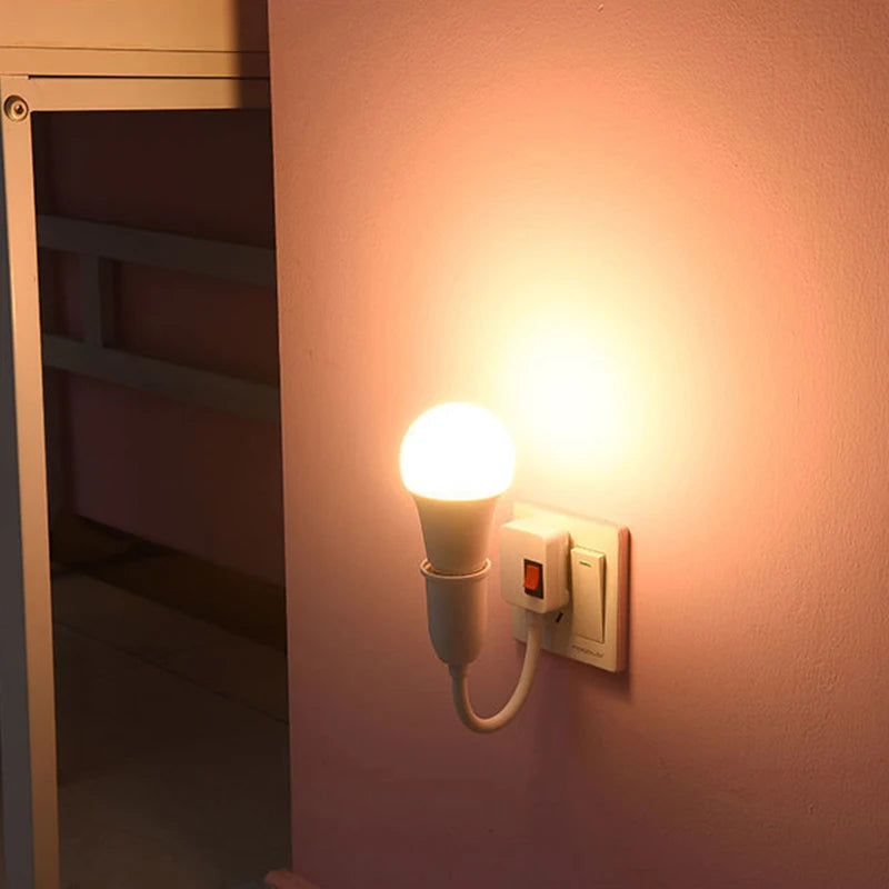 E27 Lamp Base Bulb Holder Light Socket EU US Plug Wall Flexible Bendable Holder Lamp Adapter Light Base With On/Off Switch