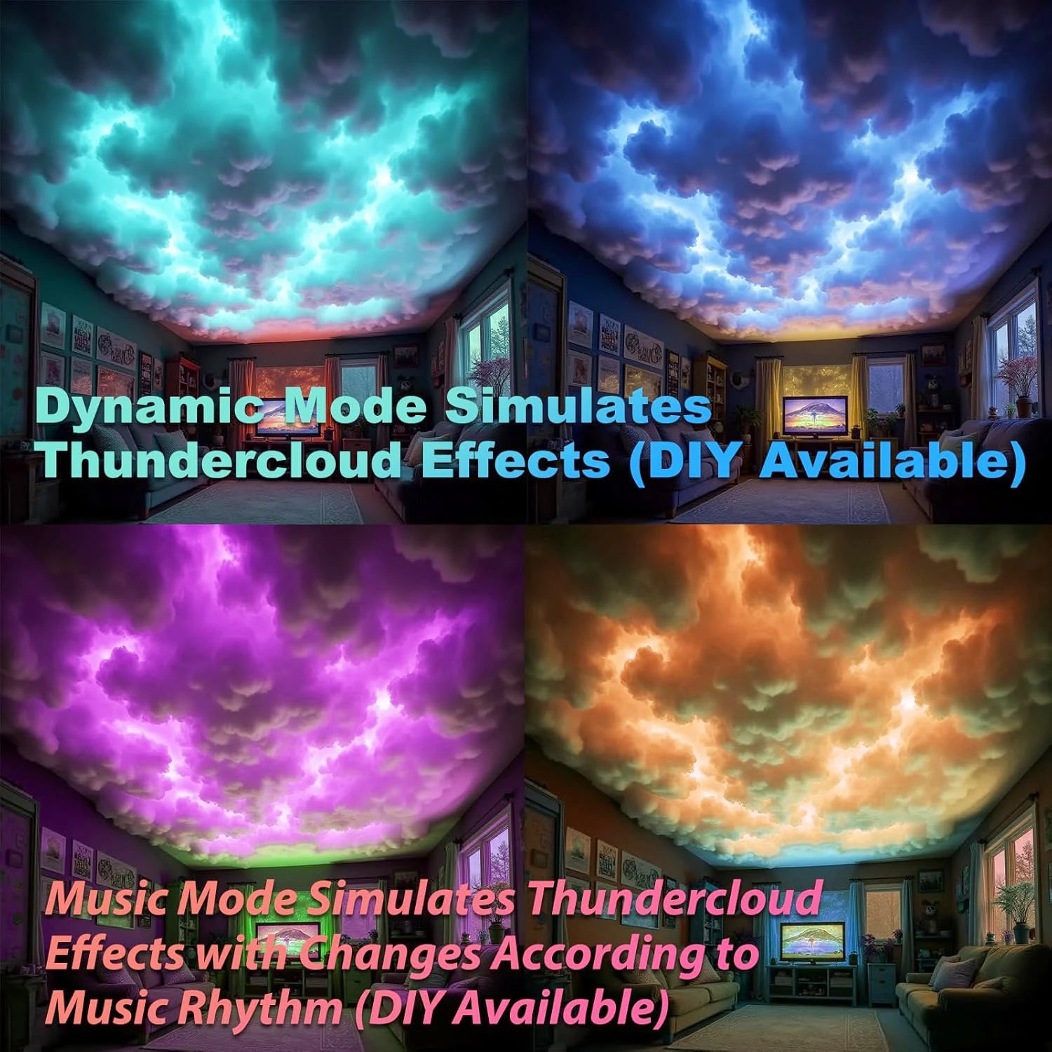 3D Thundercloud LED Light Remote APP Control Cloud Light Music Sync Multicolor Smart DIY Cotton Thunder Cloud Light Room Decor