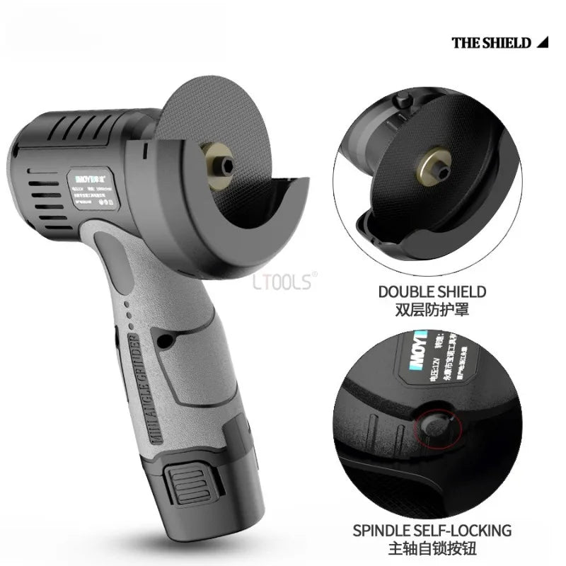 12V Mini Brushed Angle Grinder 3-inch Portable Lithium Battery Wireless Electric Polishing Machine Grinding and Cutting Tools