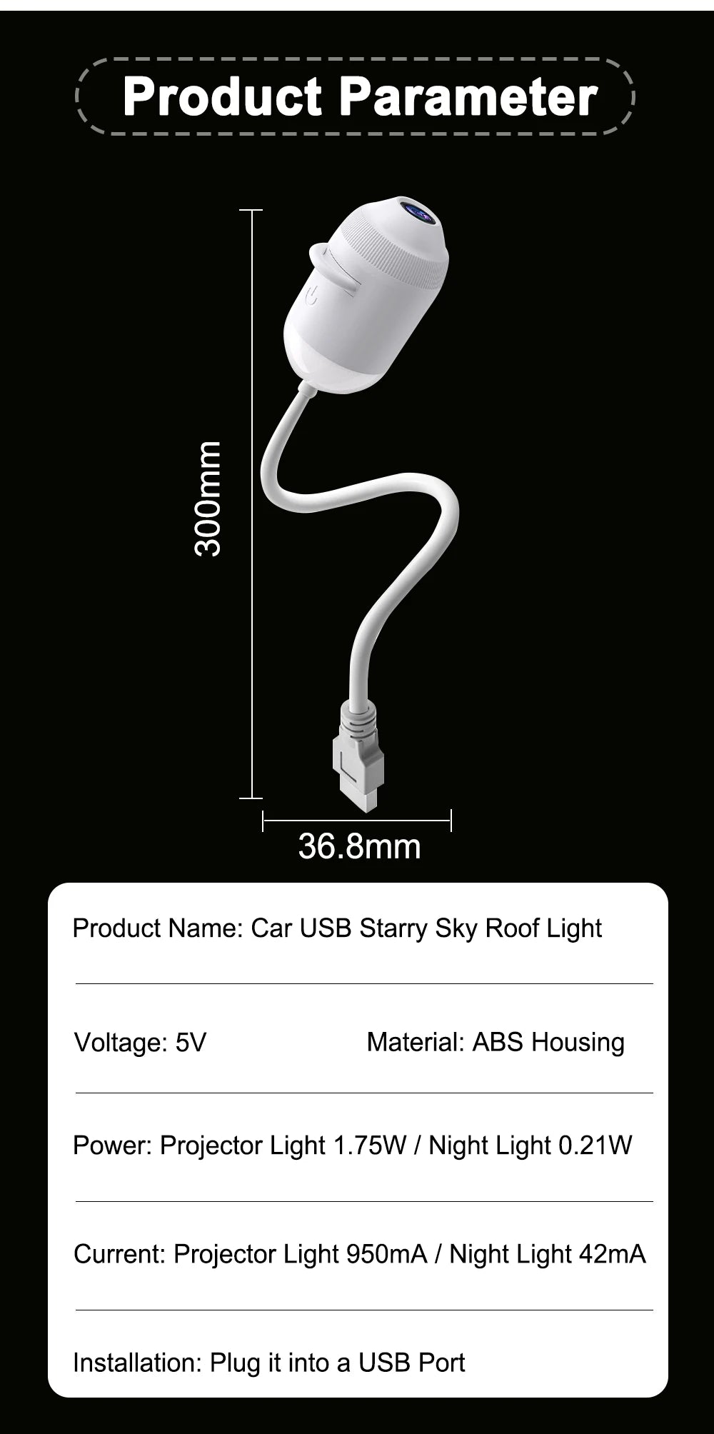 USB Starry Sky Projector Night Light 360° Bendable HD Galaxy Moon Planet Projection Lamp Plug Play Car Bedroom Projector Lamp
