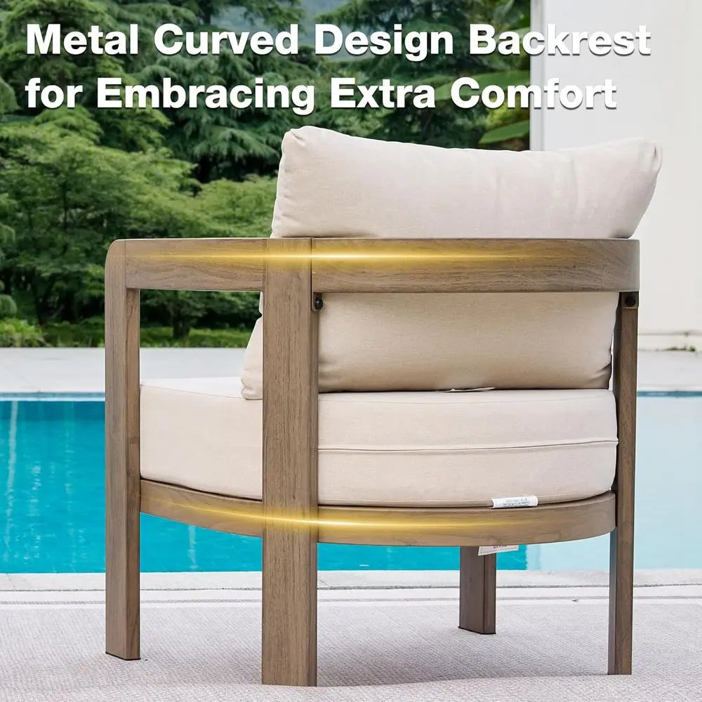 Outdoor urniture Set, 2Pcs Patio Armchairs, Metal ern Outside urniture with 6'' Thick Cushions, Outdoor Contion Set Balcony Chai
