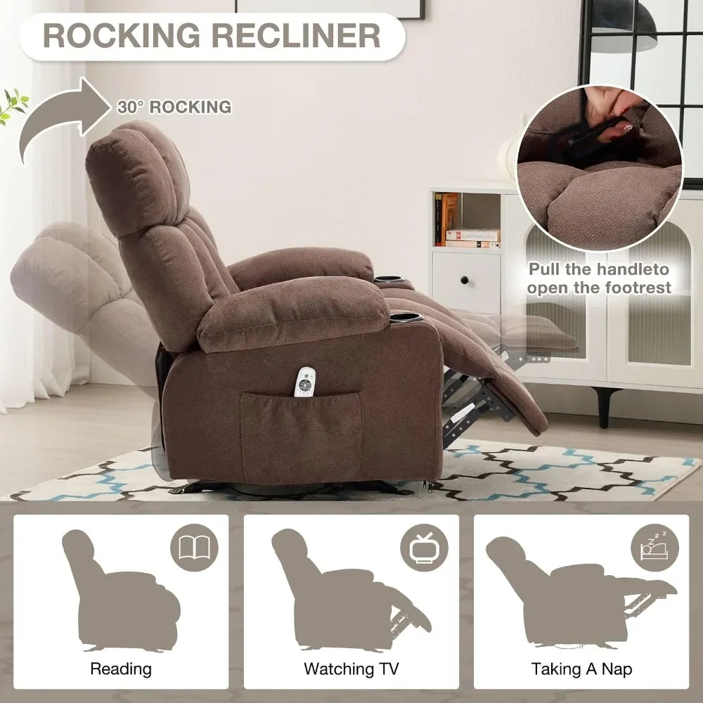 New Best Deal US Shipping Ergonomic Massage Recliner Chair with Heat and Vibration Overstuffed Rocking Lounge Chair with Side Po