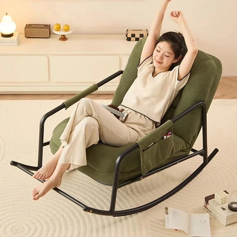 Apartment rocking chair Modern living room Single sofa chair, fabric casual home