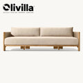 Outdoor Teak Sofa Patio Villa Resort Hotel Rope-woven Furniture Garden Balcony Leisure High-end Sunscreen Wooden Sofa Couch Set