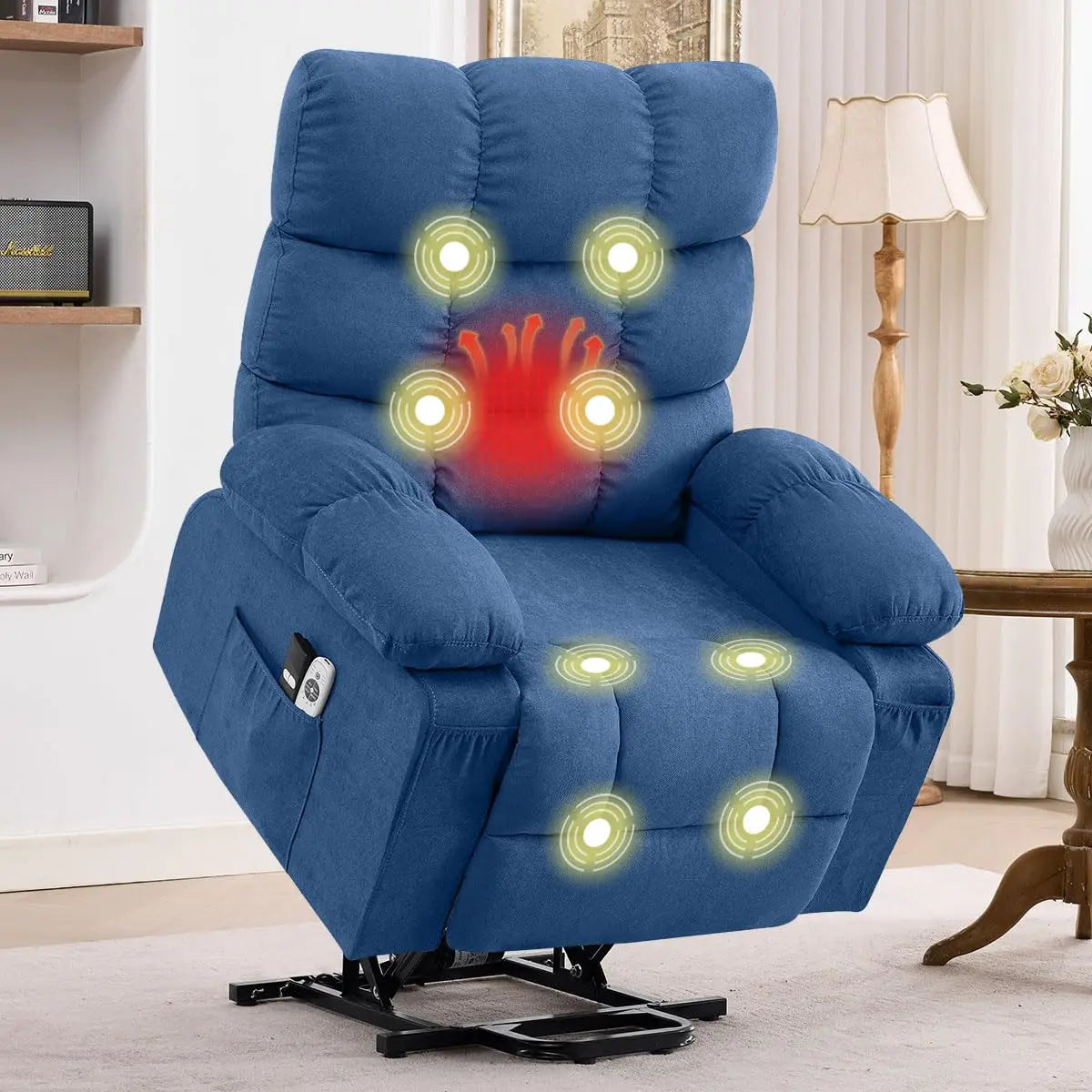 Electric Power Lift Recliner with Massage & Heat for Elderly,Side Pockets,Living Room,Customized