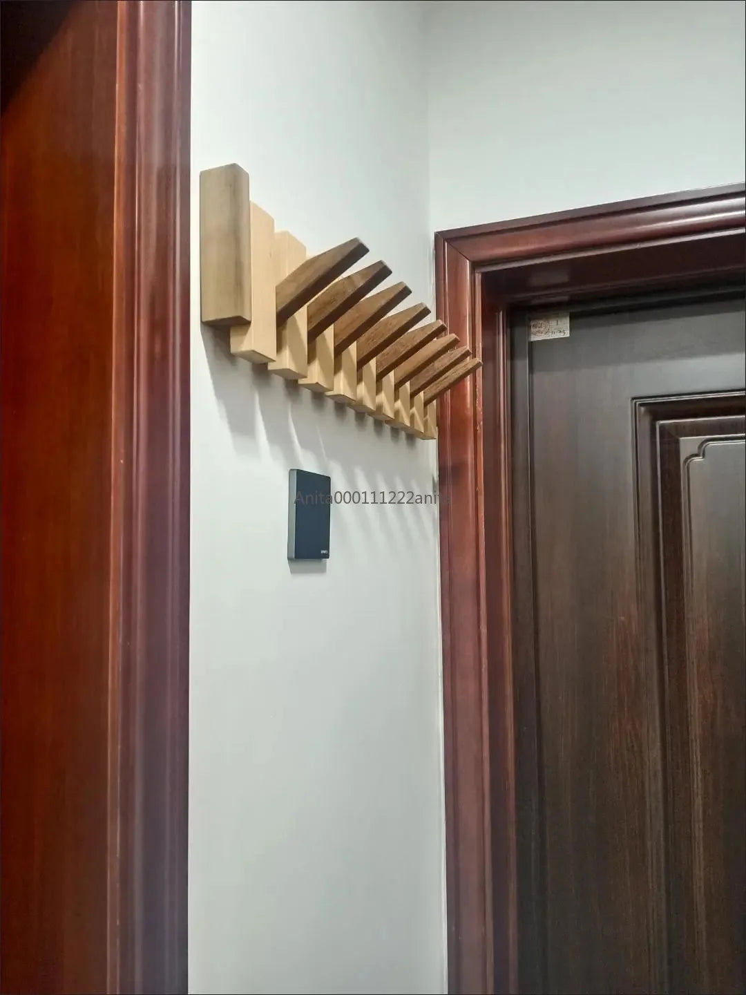 Solid Wood Door Back Coat Hooks Entrance Rack No Drilling Wall Mounted Clothes Hanger for Home Decor