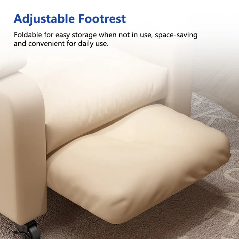 Soft Relaxing Armchair for Home Office Living Room Bedroom Adjustable Single Sofa Chair with Caster Cozy Reclining Lounge Chairs