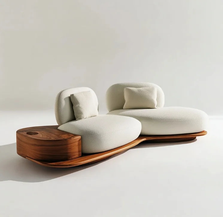 #Modern Style Two-Seat Sectional Sofa Bed Set Storage Fabric Wooden Legs For Home Apartment Hotel Villa Use