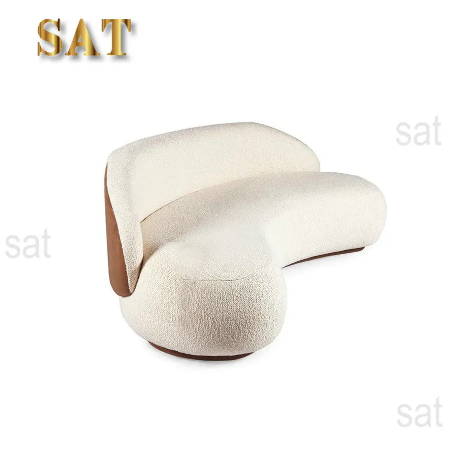 #Modern Luxury  Hotel Restaurant Small Curved Back White Velvet Couch Sofa Set Designs with Wood Furniture Living Room Sofas