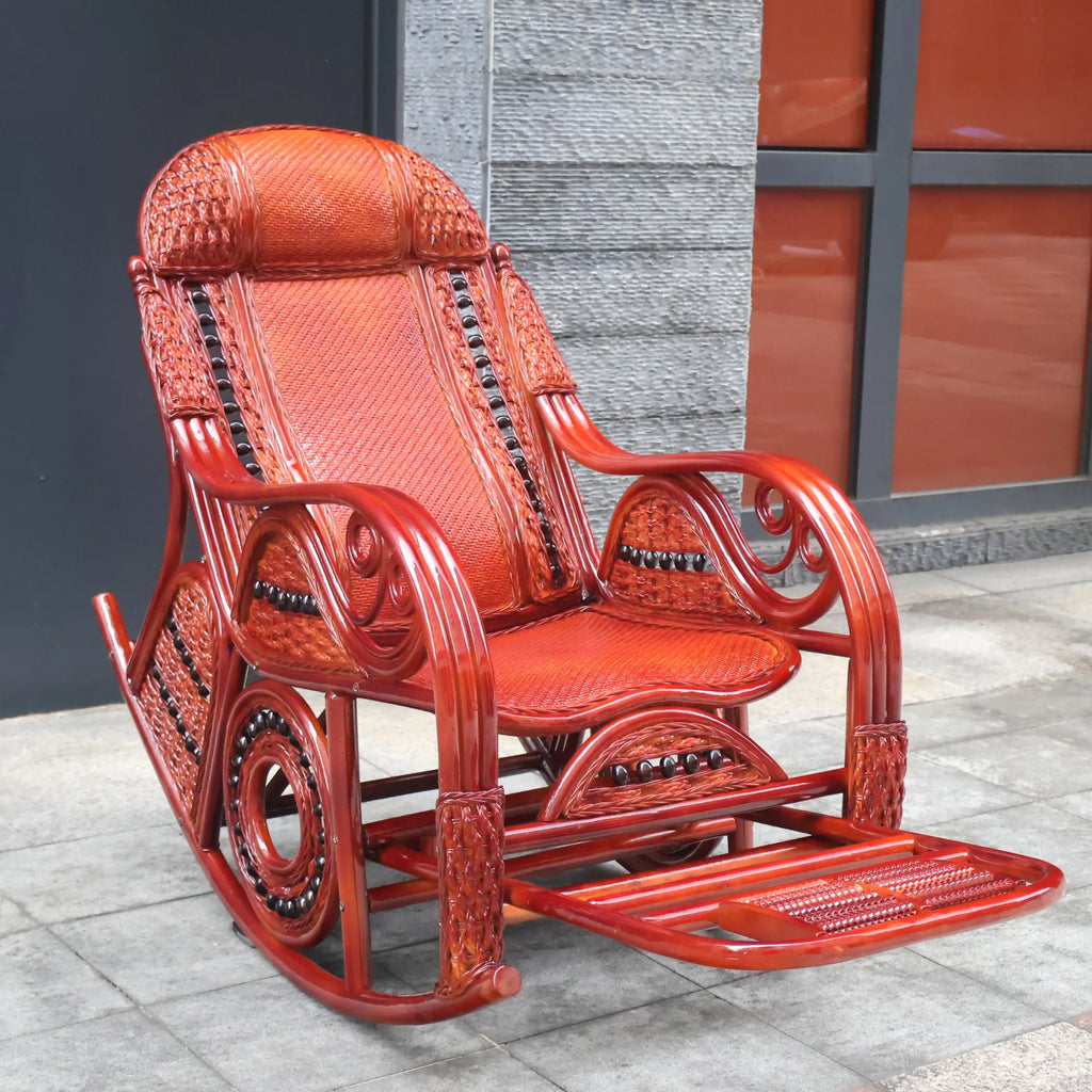 PYH pure natural true rocking chair adult rocking chair elderly rattan balcony household strong free rattan chair