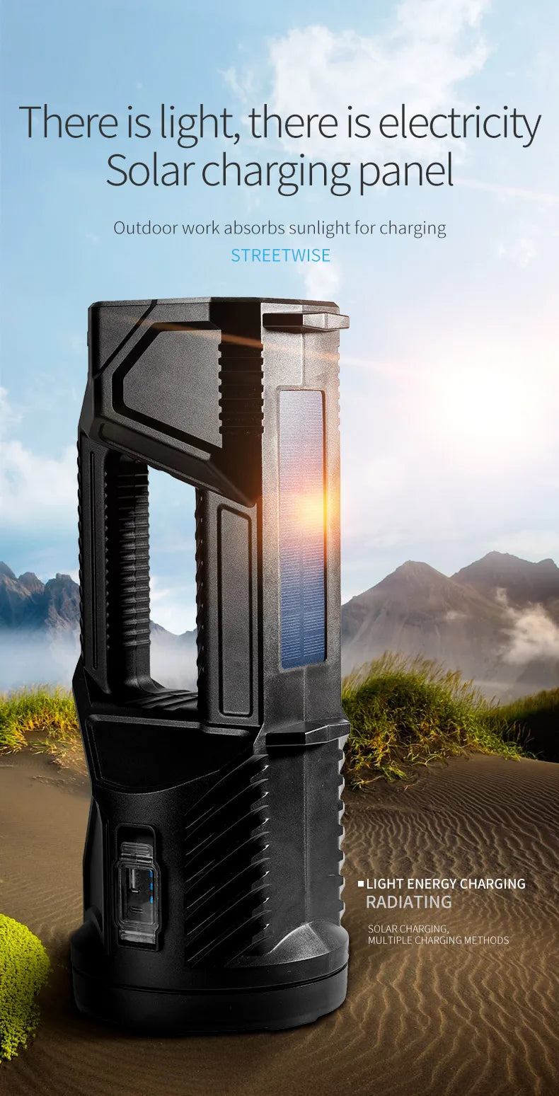Powerful Spotlight Portable Searchlight Large Capacity Lithium Battery Rechargeable Lamp With Power Bank Function Flashlight