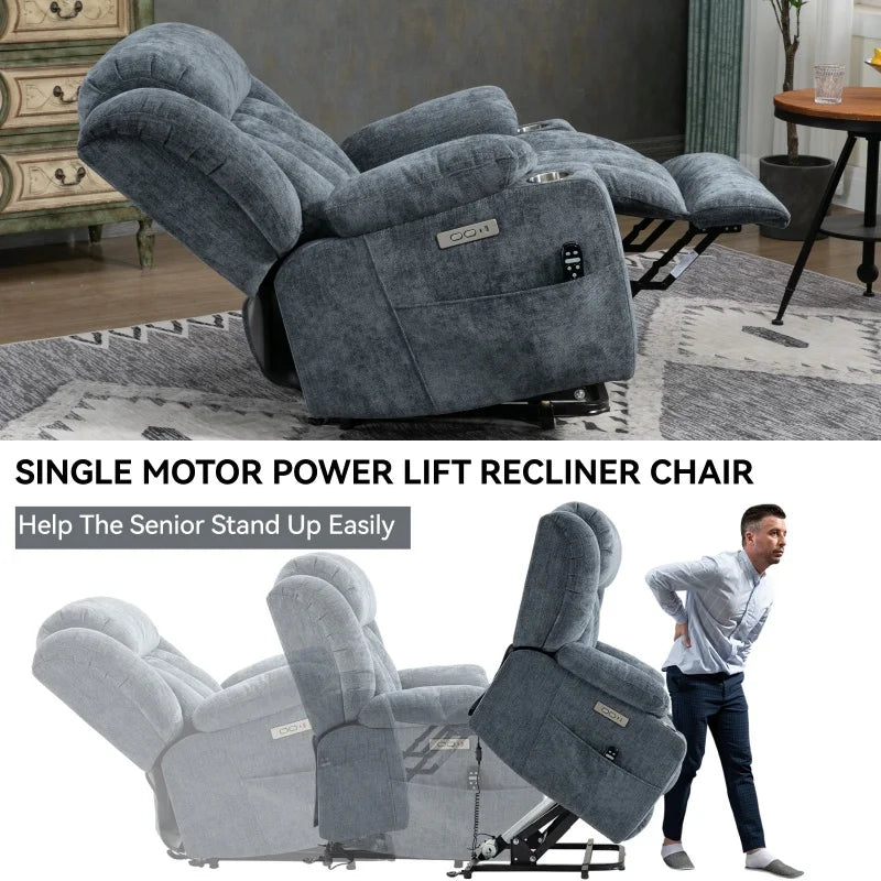 Modern Recliner Office Chair with USB Charging Port Swivel Base Massage Function Adjustable Lumbar Support Ergonomic