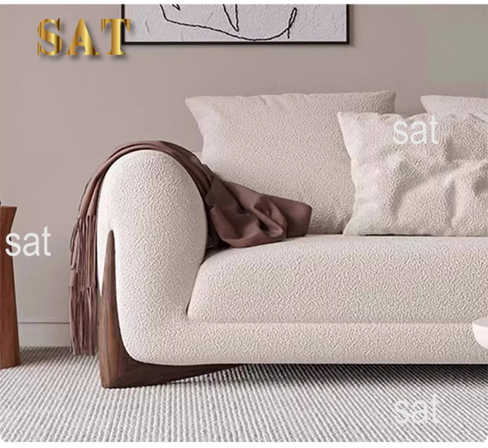 # Nordic Modern Luxury Cream White Sherpa Living Room Sofa Set Velvet Modular 3-seater Apartment Villa Hotel Leisure Sof