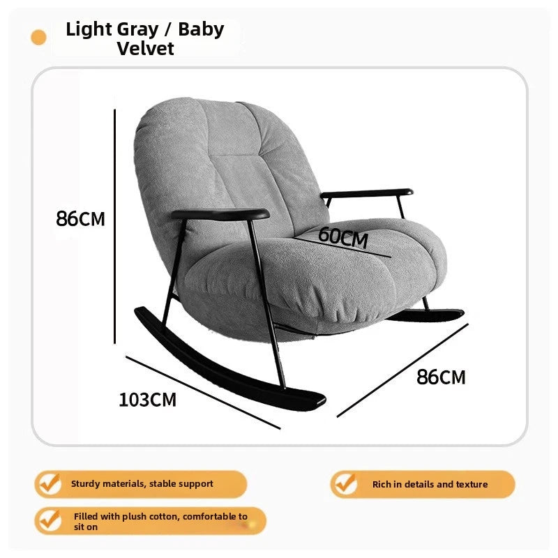 Rocking chair for living room and balcony single-seater sofa chair for small spaces fabric lazy sofa, reclining leisure chair