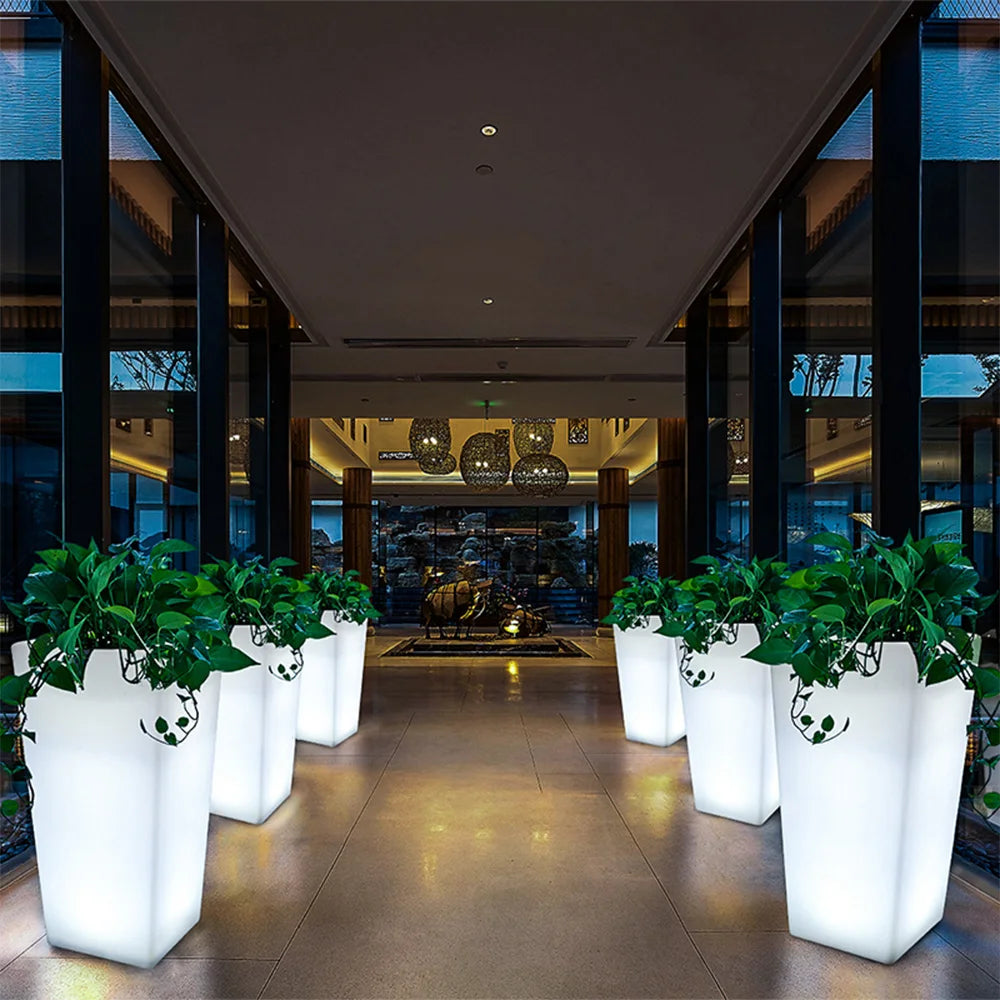 Outdoor Waterproof Luminous Flower Pot, Home Remote Control Light Emitting Diode Intelligent Environmental Protection Flower Pot