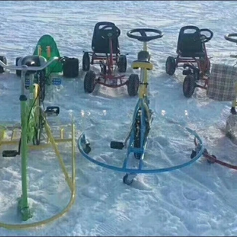Ice bike, tandem ski, bicycle ice skate