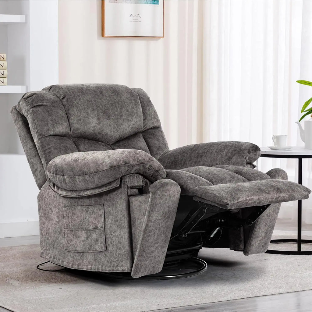 Recliner Chair with Swivel Glider Base for Living Room, Overstuffed Rocker Recliner with Foldable Armrest & Hidden, Customized
