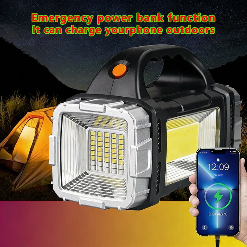 Multifunctional portable Solar handheld lamp side light waterproof multiple lighting mode high power rechargeable LED flashlight
