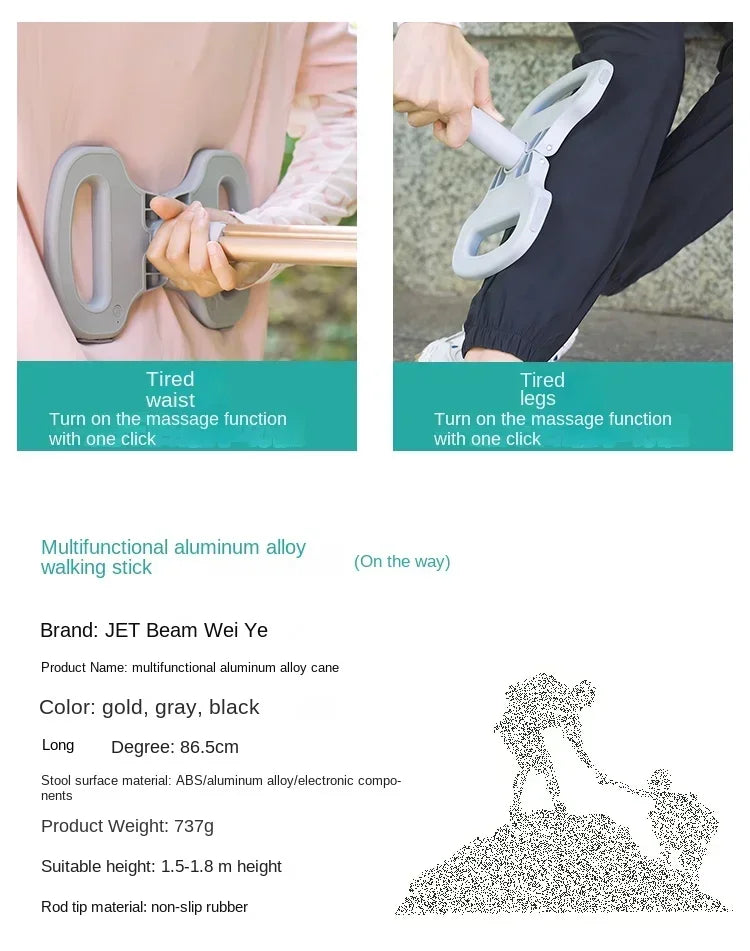 Portable Elderly Cane Stool Non-Slip Multifunctional Lightweight Chair Ideal for Outdoor Hiking and Mobility Support