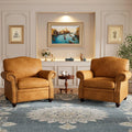 Faux Leather Accent Chairs Set of 2 with Rivet Design, Living Room Arm Chair with Rolled Arms and Nailhead, Large, Customized