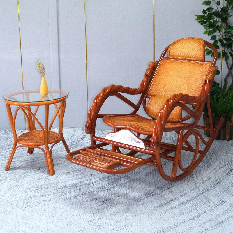 For Rattan Rocking Chair, Recliner Balcony Home Leisure Rattan Rocking Chair Adults Elderly Living Room Courtyard