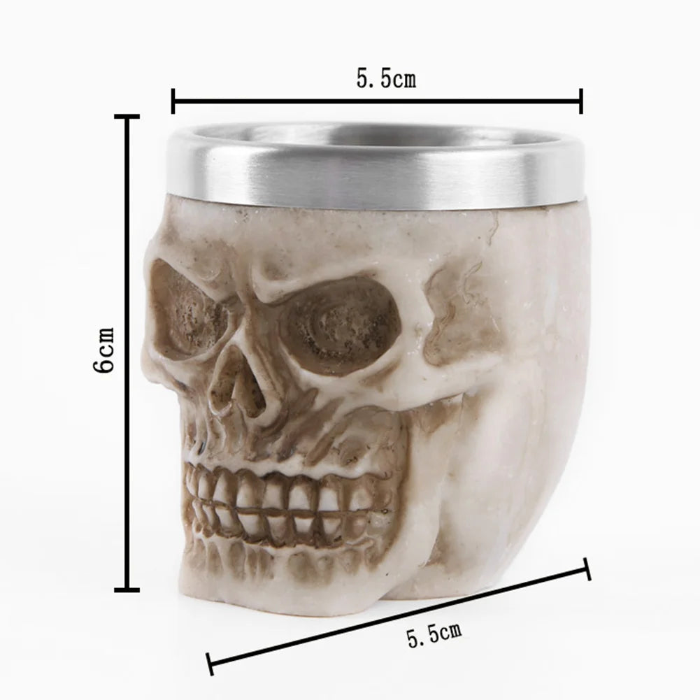 Beer Mug Stainless Steel Skull Mug Double Wall Drinking Mug Metal Insulated Gothic Design Coffee Beer Tankard Mug Halloween Gift