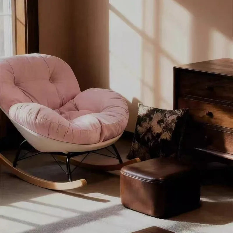 Living Room Rocking Chair Relax Comfortable Living Room Chairs Single Backrest Recliner Modern Household Terrace Armchairs