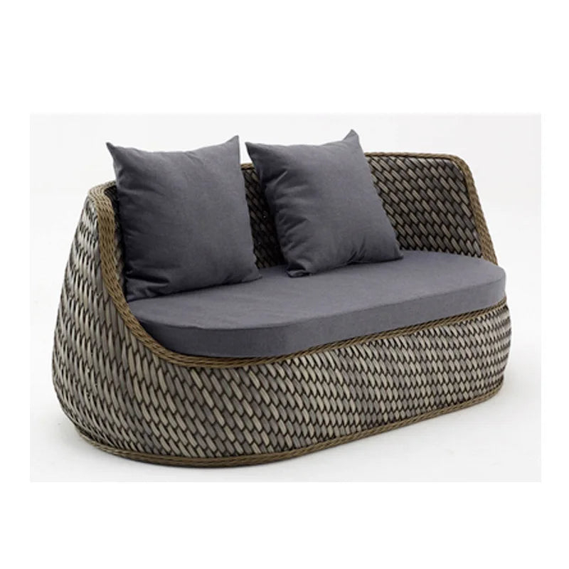 Nordic outdoor double rattan sofa art living room balcony rattan chair waterproof sunscreen courtyard casual