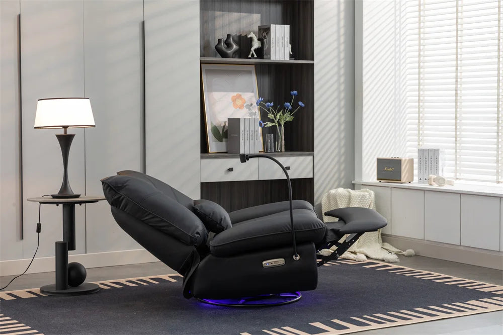 Smart Power Recliner Rocking Chair With LED Strap Swivel Glider Gaming Recliner Gaming Couch Sofa Chair Supplier For Office