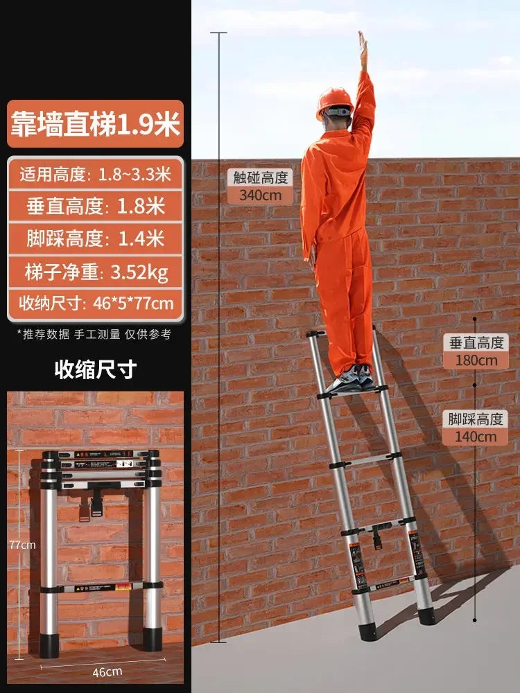 Aluminum Alloy Telescopic Ladder Thickened Stainless Steel Step Ladders Folding Lift Herringbone Ladder Home Portable Ladder B Y