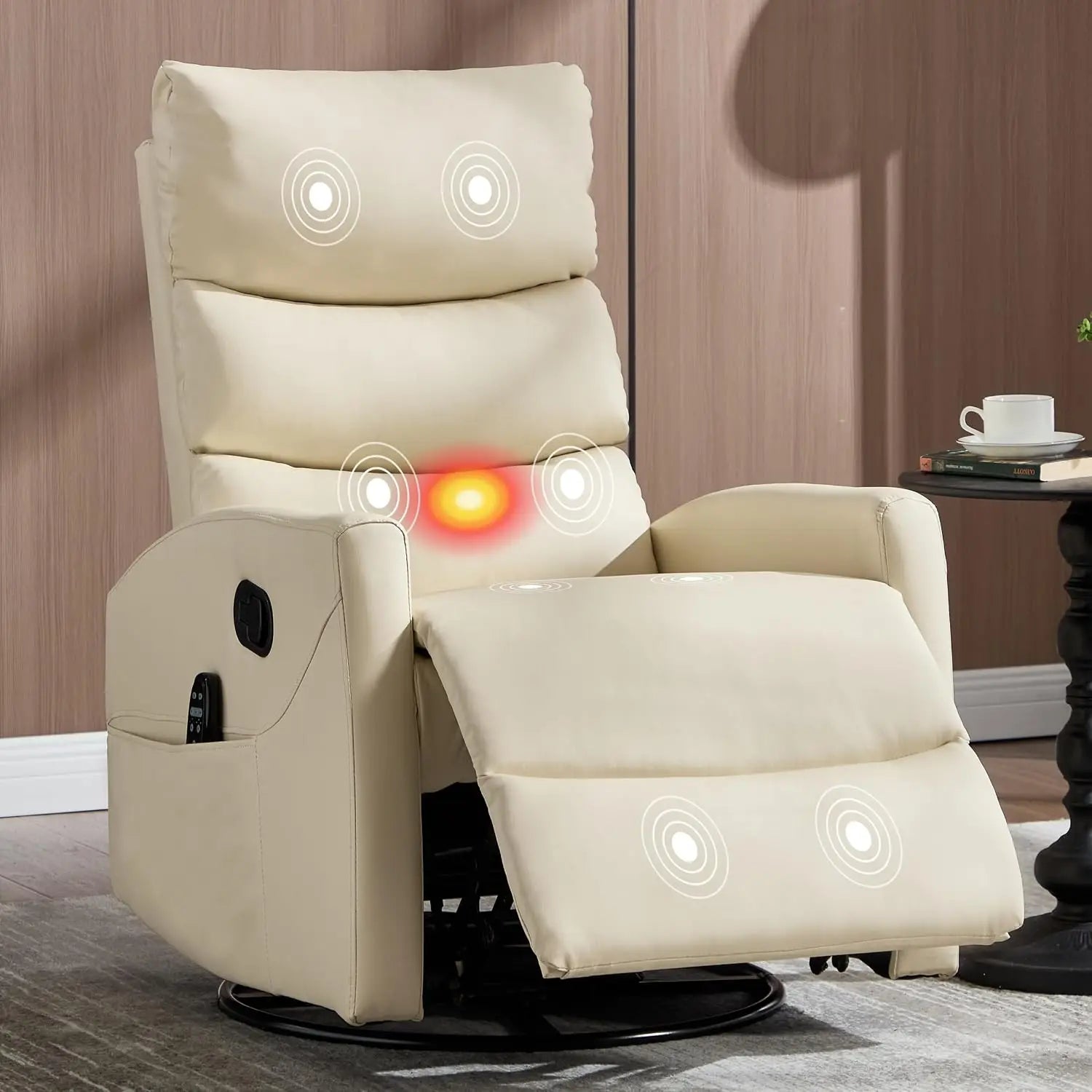 Manual Swivel Rocker Recliner Chair for Adults, Overstuffed Reclining Glider Chair for Nursing with Vibration Massage &, Custom