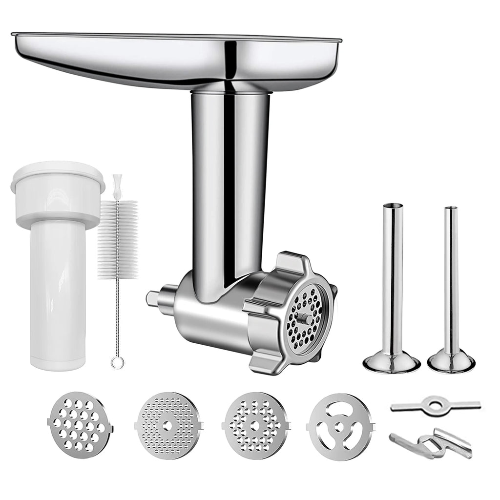 Metal Meat Grinder Attachment for KitchenAid Stand Mixer with 4 Grinding Plates 3 Sausage Tubes 2 Blades