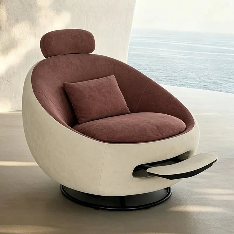 Beige Designer Sleeping Lounge Chair — Salon & Bedroom Recliner Modern
