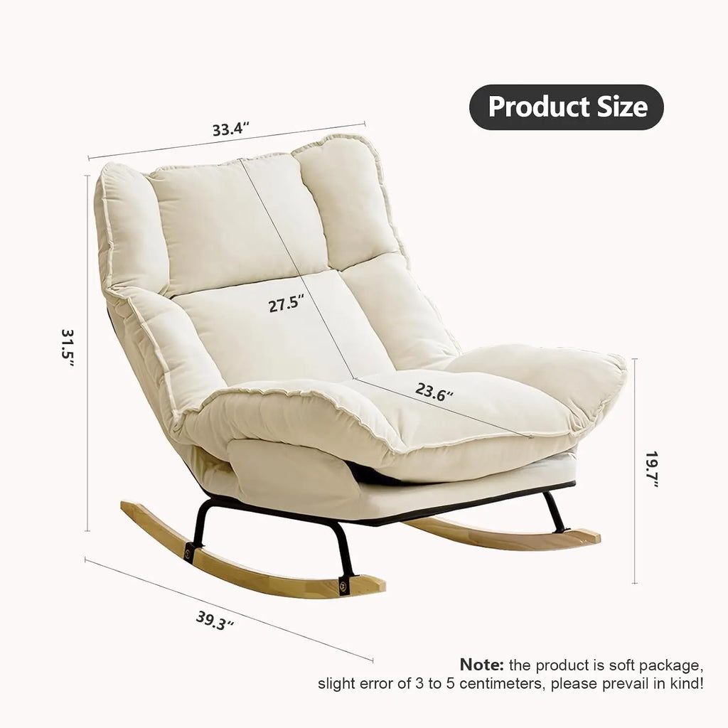 High Backrest Rocking Chair, Extra Wide Upholstered Glider Rocker Accent Chair for Living Room Bedroom, Customized
