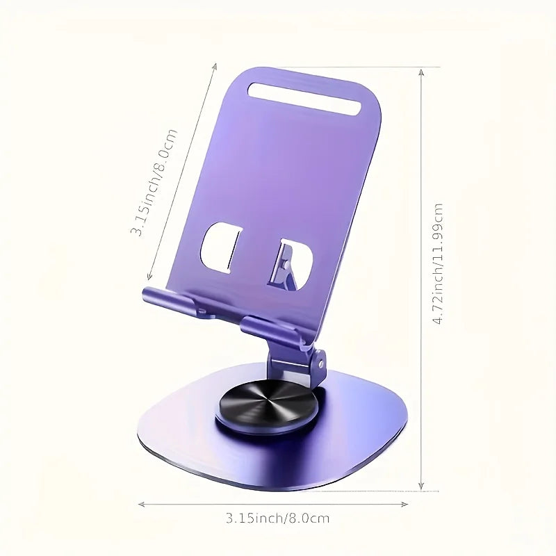 2pcs Folding Phone Stand, All-Metal Phone & Tablet Stand, 360-Degree Rotating Base with Silicone, Features Soothing Mechanical Sound, Perfect for Home, Office And Travel Use, Live Streaming, Selfie Sticks, Video Recording, Id