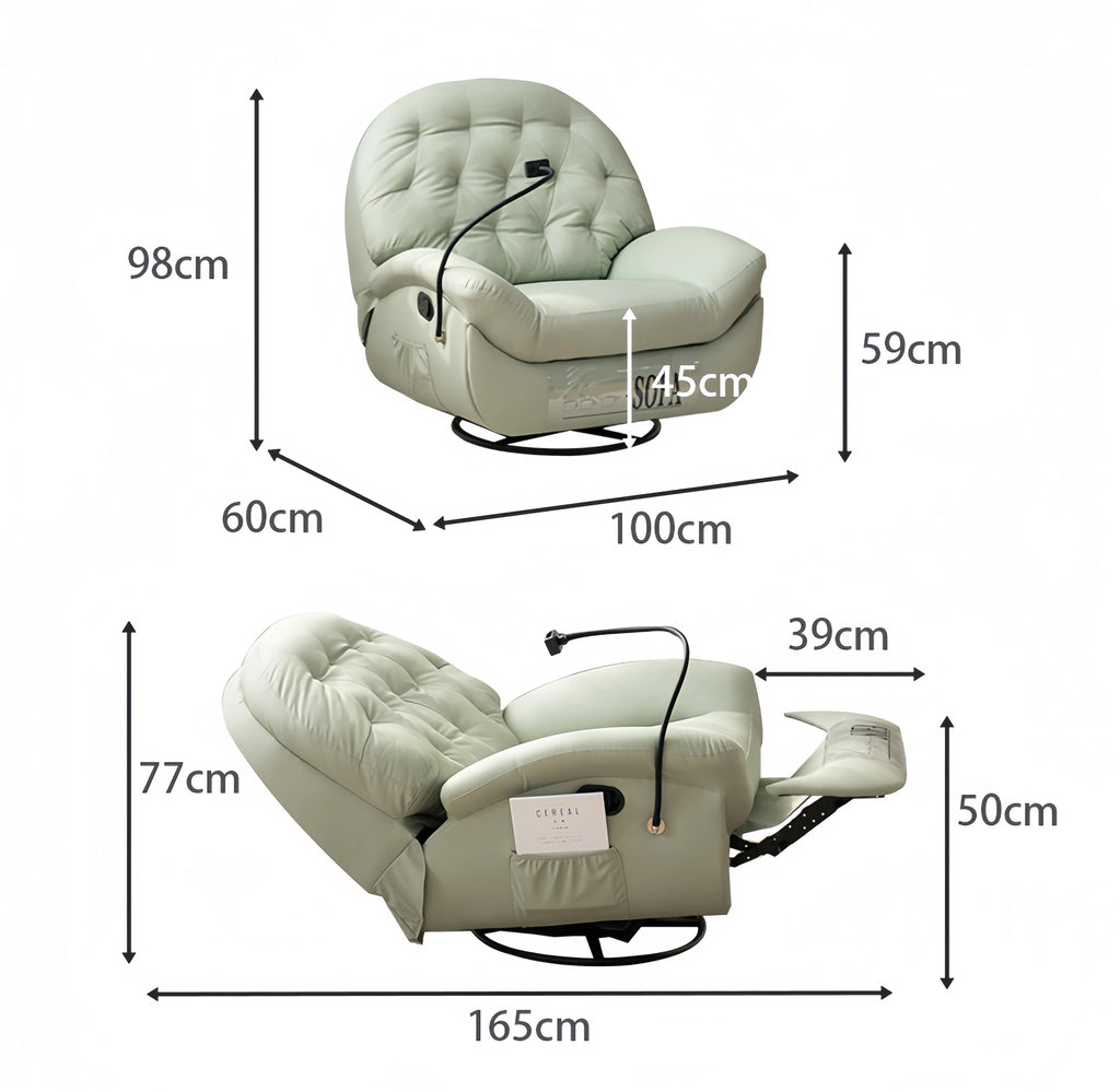 Modern Single Sofa Chair Multifunctional Sleepable Reclining Lazy Sofa Chair Rocking Lying Extendable for Home Living Room