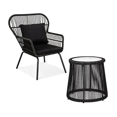 Terrace Rattan Chairs Tea Table Three Piece Set Modern Outdoor Furniture For Balcony Courtyard Garden Leisure outdoor Armchair