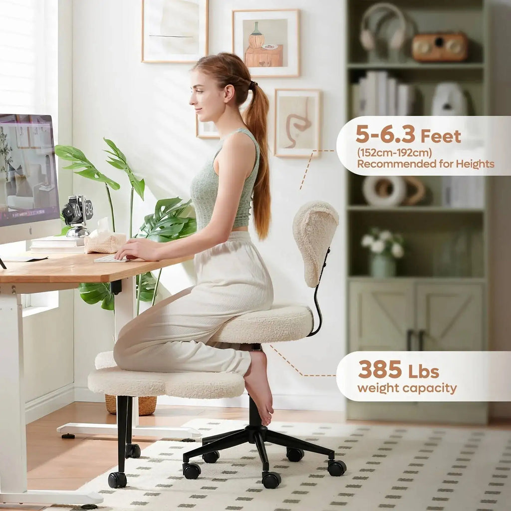 JB Cross Leg Chair - Meditation Chair With Wheels, ADHD Chair, Height Adjustable Seat, Adjustable Footstool