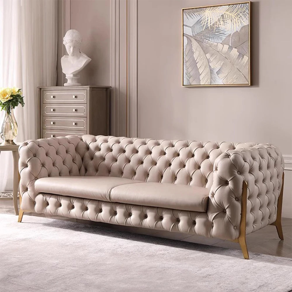 Modern Nordic Simple Velvet Sofa Suitable 2 3 Seater Sofa Set Elegant  Gold Stainless Steel Base Sofa Couch Set for Living Room