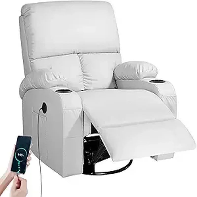 Vibration Massage Recliner Chair with Heat, 360° Swivel Rocking Recliner for Living Room Comfort