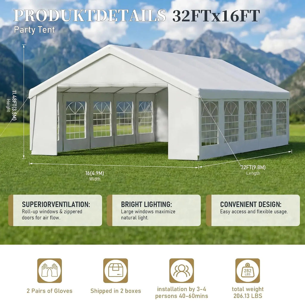 32x16 HDPE Party Tent,Heavy-Duty Canopy Weddings & Events, Custom
